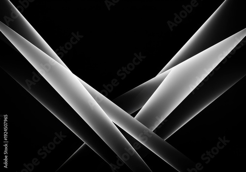 Dramatic high-contrast black and white composition featuring flowing gradients and sharp geometric lines creating a strong visual impact, smooth, tone, form