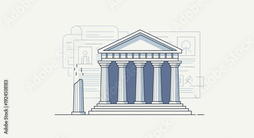 Classic government building illustration with columns and steps