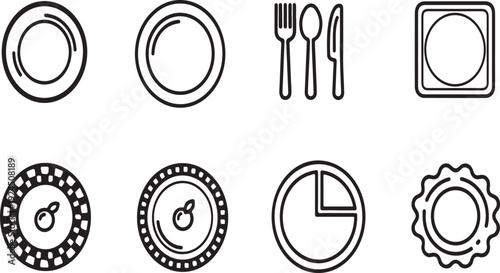 A collection of various food and kitchen related icons Vector