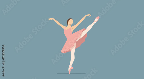 Elegant ballerina dancing in pink dress with poise and balance