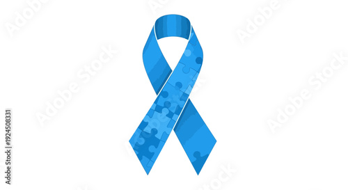 Blue puzzle ribbon symbolizing awareness and support