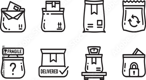 A collection of various parcel and delivery icons representing different shipping options Vector
