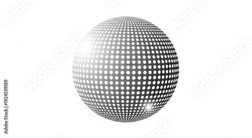 Shiny silver disco ball with reflective surface and white background symbolizing nightlife and celebration