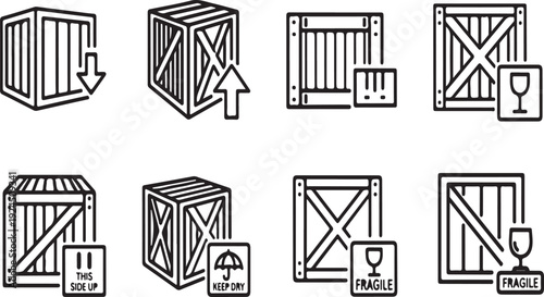Diverse icons representing various aspects of shipping and delivery services Vector
