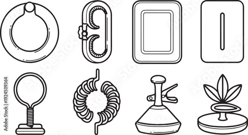 Assorted symbolic icons representing various concepts and ideas. Vector