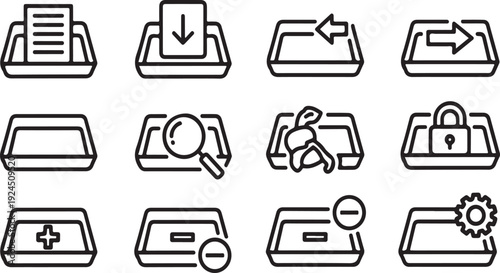 A collection of icons representing various file operations and actions Vector