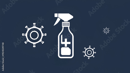 Disinfectant spray bottle icon symbolizing hygiene and germ protection Vector