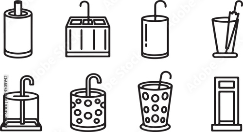 Assorted drink containers including a thermos, a glass, a cup, and a bottle Vector