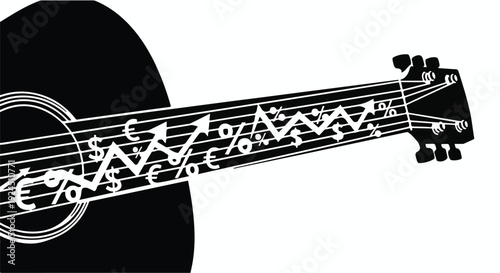 guitar music notes illustration black and white