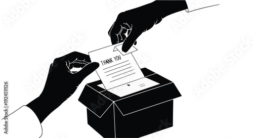 hands putting letter in mailbox