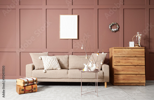 Interior of festive living ...