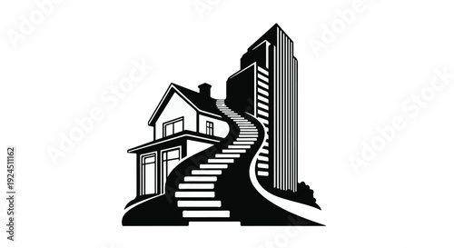 stairway to high rise building and residential house