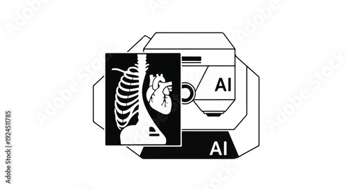 AI generated medical x-ray image with skeleton and heart