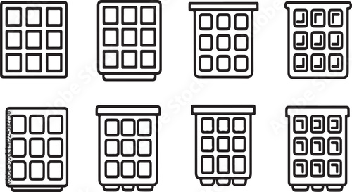 Assorted waffle designs displayed in a grid pattern Vector