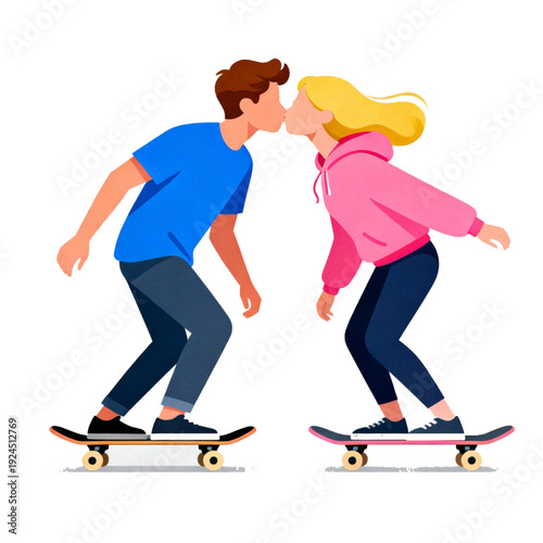 skateboard couple vector