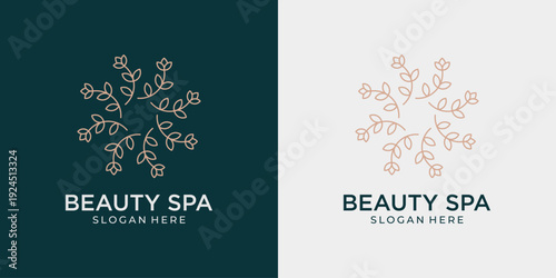 Elegant floral mandala logo design concept for beauty spa, wellness center, yoga studio, or cosmetic brand identity template