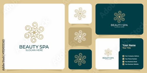 Elegant Logo Design for Beauty Spa with Business Card Mockup and Floral Motif