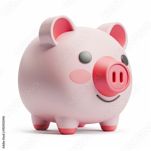 3D savings account icon, bank finance, white isolated background