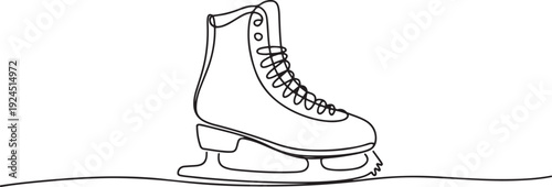 continuous line of ice skates.one line drawing of shoes for ice skating sport one line drawing
