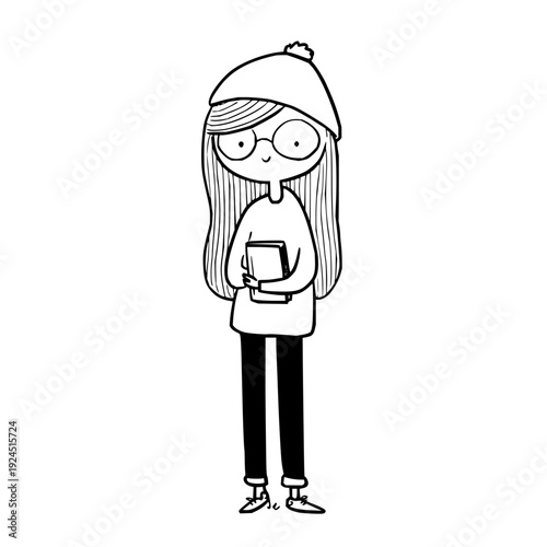 Sad Woman Holding Coffee Cup Wearing Glasses and Beanie