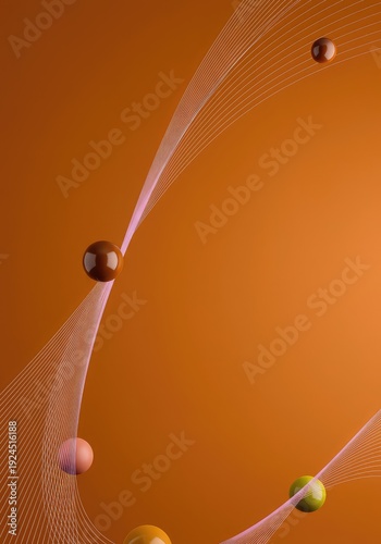 Striking minimal abstract composition featuring subtle curved lines interacting with a solid color field against a vast neutral background, artistic, digital art, space