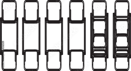 A collection of various types of connectors and their respective components Vector