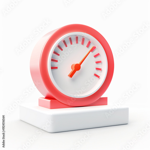 3D server uptime check icon, system monitoring, white isolated background