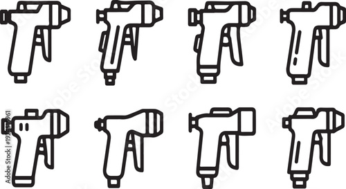 A collection of various power tools including drills and impact drivers Vector