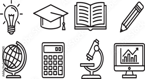 Iconic representations of educational tools and resources for learning and teaching Vector