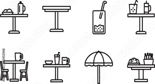A variety of outdoor and indoor furniture and accessories for relaxation and dining Vector