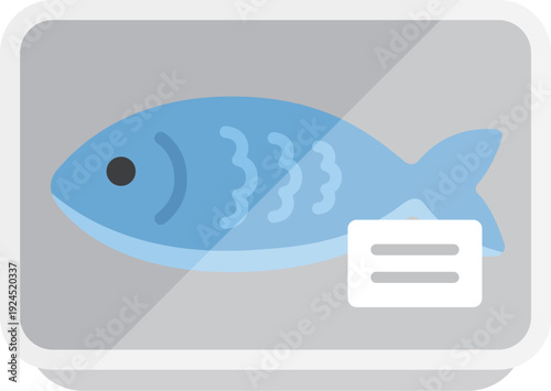 スーパーのパックに入った、魚のアイコンのイラスト