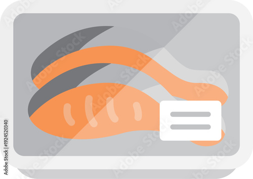 スーパーのパックに入った、鮭の切り身のアイコンのイラスト