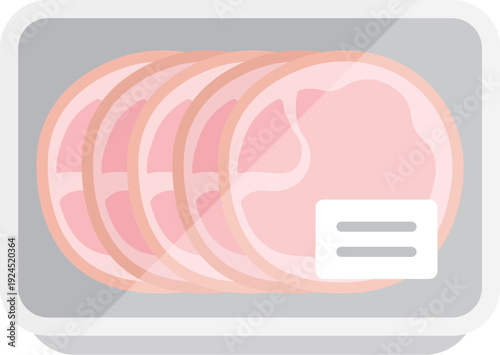 スーパーのパックに入った、ロースハムのアイコンのイラスト
