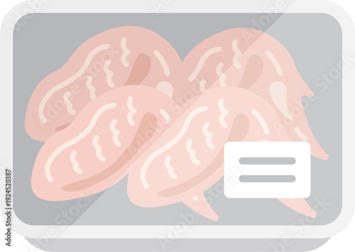 スーパーのパックに入った、生の手羽先のアイコンのイラスト