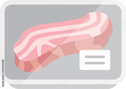 スーパーのパックに入った、ブロックベーコンのアイコンのイラスト