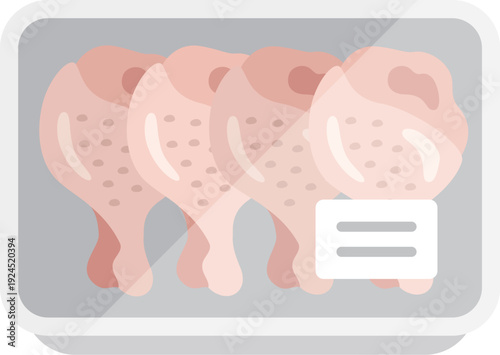 スーパーのパックに入った、生の手羽元のアイコンのイラスト