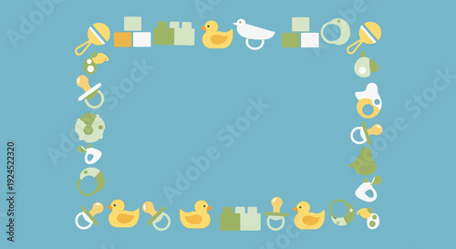 Baby Clipart Border with Toys and Accessories.