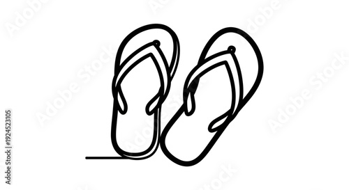 A minimalist outline illustration of a pair of simple flip-flops, perfect for summer and beach themes