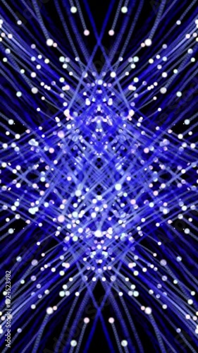 Abstract Blue Light Trails and Particles Motion Background.