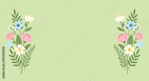 Floral Bouquets with Leaves and Flowers.