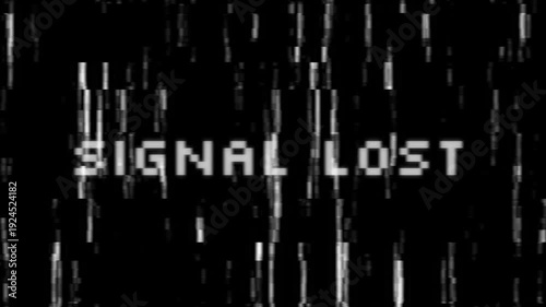 Glitchy Signal Lost Screen with Static and Vertical Lines.