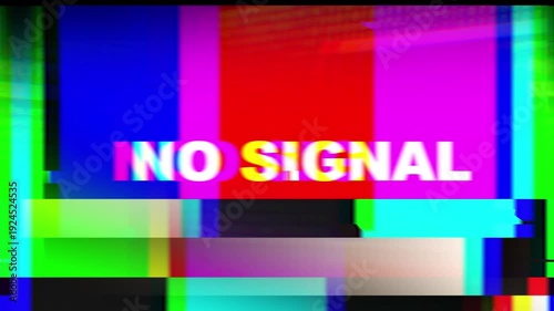 Retro Television Screen Displaying No Signal Static Glitch.