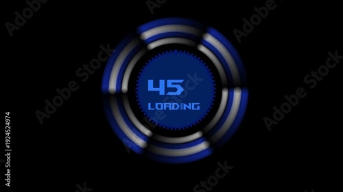 Futuristic Loading Bar with Digital Numbers and Blue Glow.