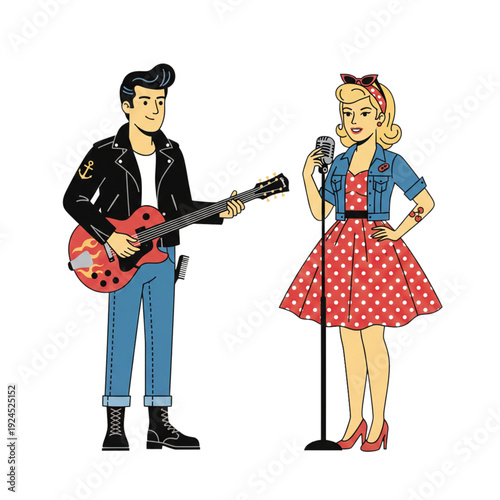 Rockabilly couple illustration vector