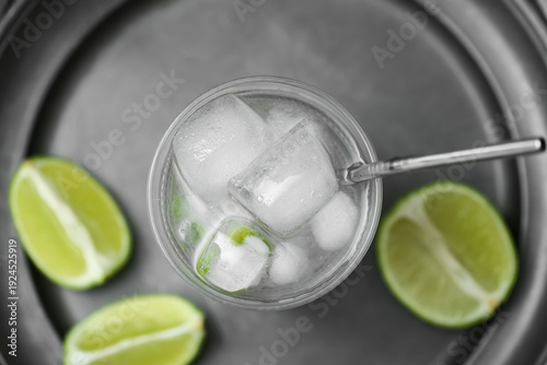 Glass of lime infused water...