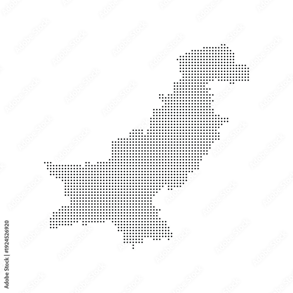 Obraz premium Pakistan map dotted, black point, on white background. Vector illustration