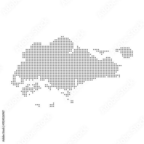 Singapore map dotted, black point, on white background. Vector illustration
