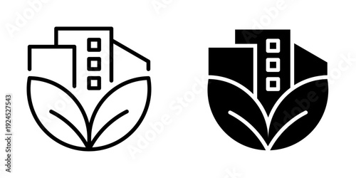 Green city icon, element icon for design branding, print, and digital media
