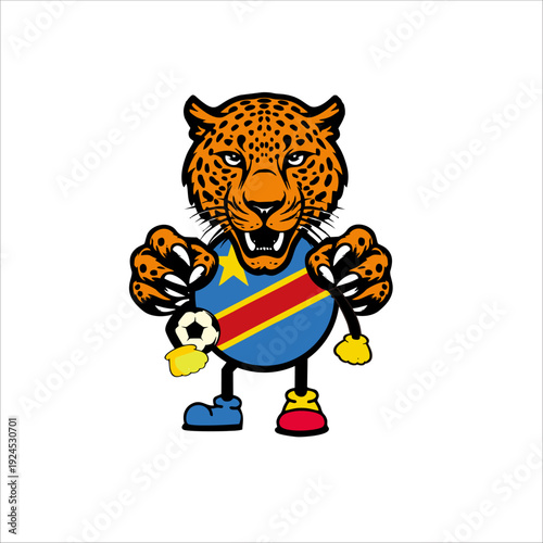 Print DR Congo football country character design for sports identity.