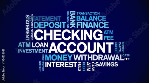 Checking Account animated word cloud-text design animation tag kinetic typography seamless loop.